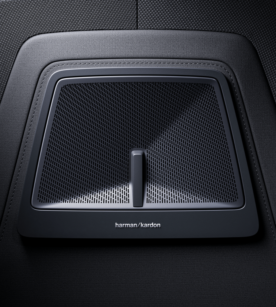 Zoom in on the Harman Kardon premium sound speaker in the Polestar 4
