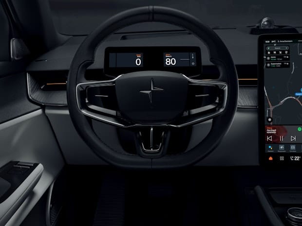Polestar 3 driver's wheel close up.